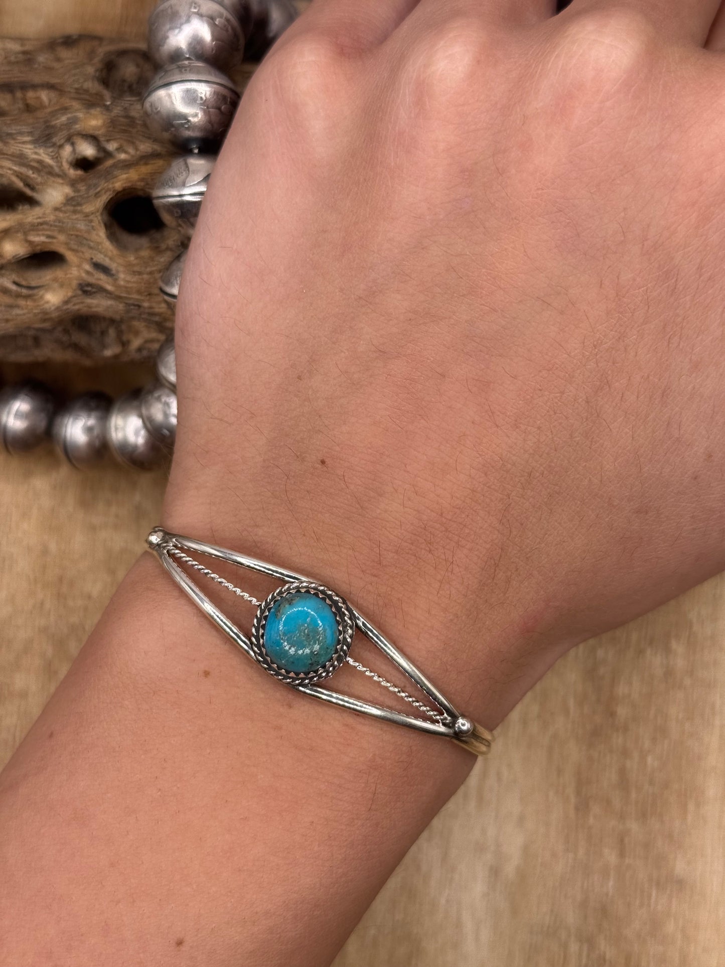 Kingman Turquoise Cuff #2 by Esther White, Navajo