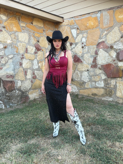 Starlight Slit Denim Skirt