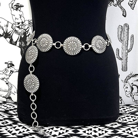 Round Concho Belt - Silver color