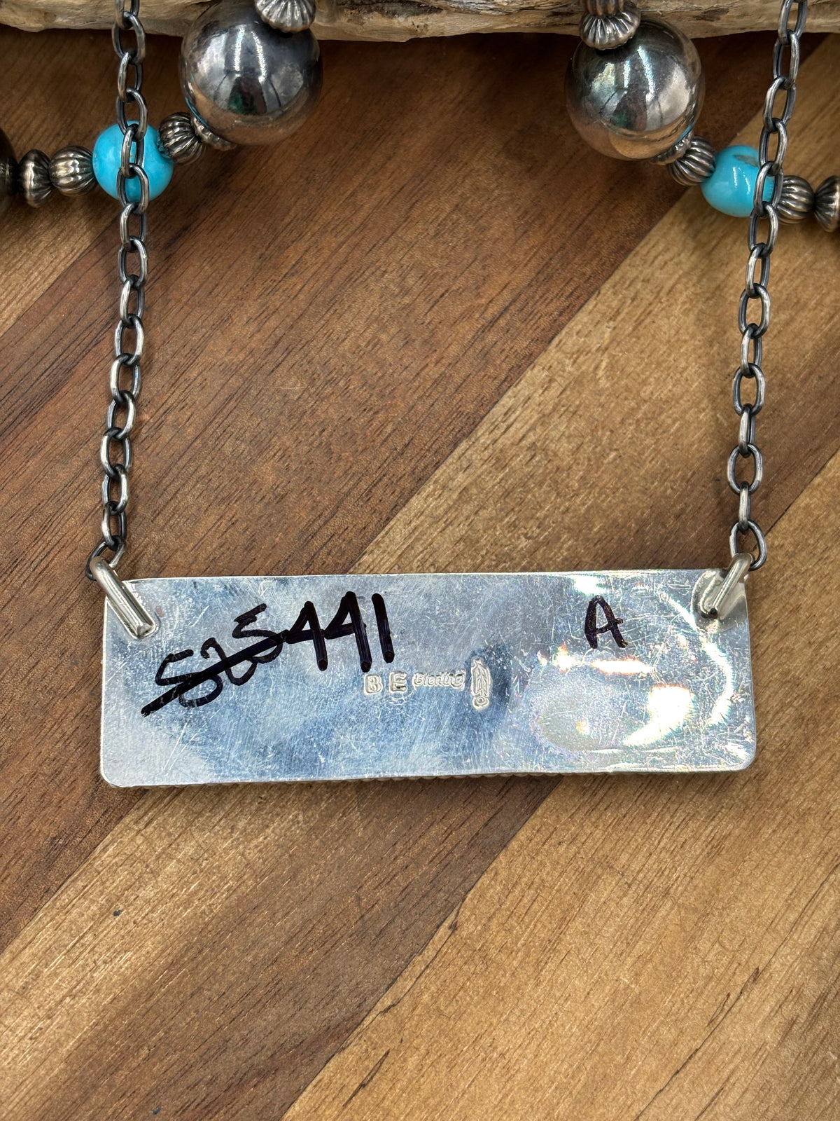 White Buffalo Mojave #917-50A XL Bar Necklace by Brandon Etcitty, Navajo