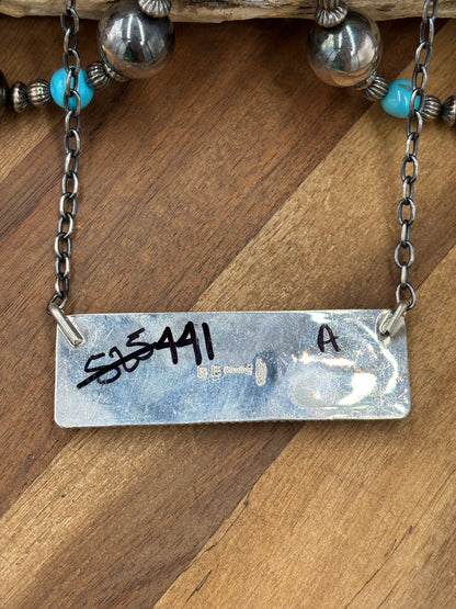 White Buffalo Mojave #917-50A XL Bar Necklace by Brandon Etcitty, Navajo