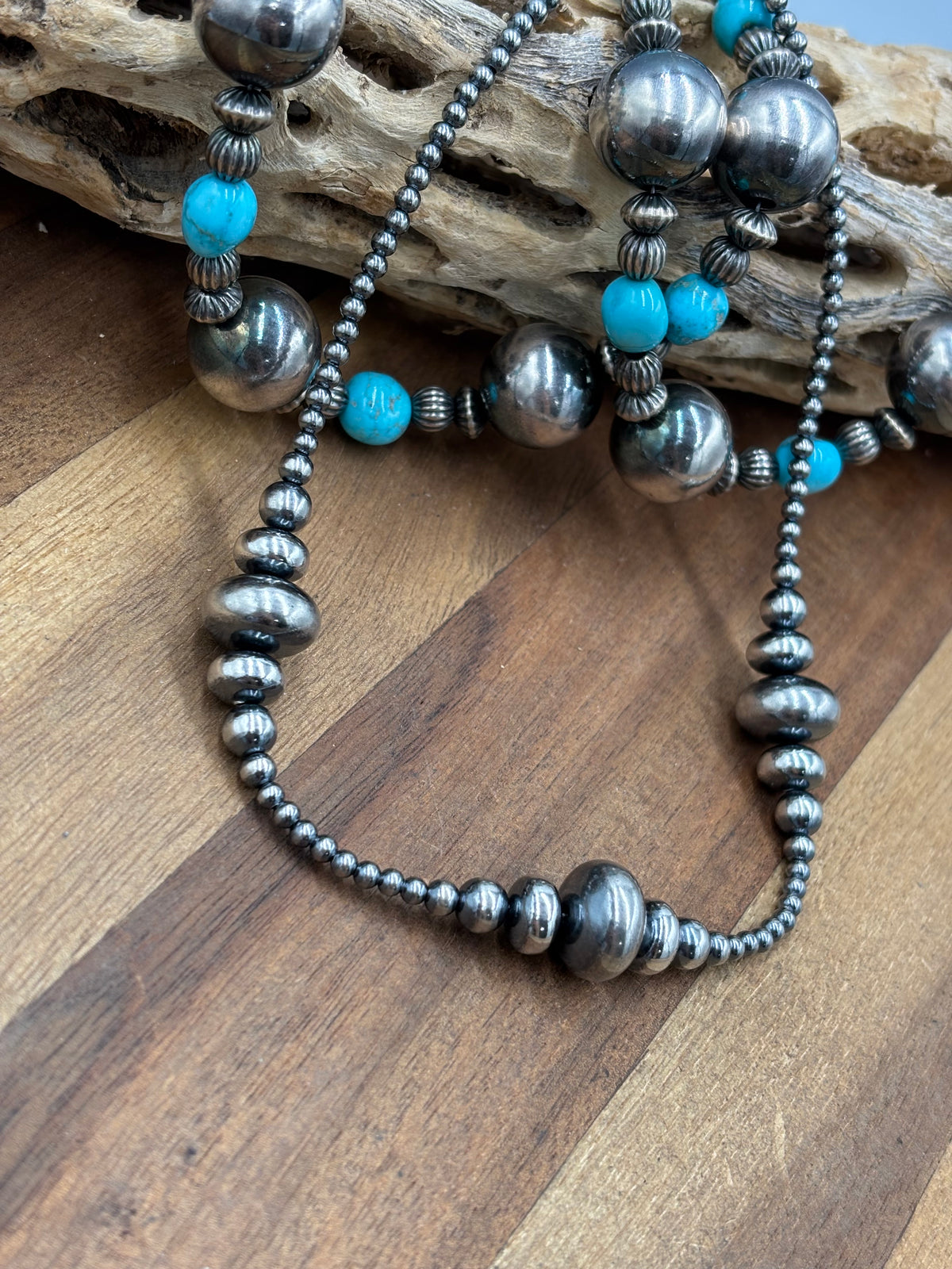 14” 3-14mm #911-23 Rondelle Sterling Pearls Necklace