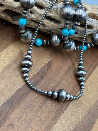 14” 3-14mm #911-23 Rondelle Sterling Pearls Necklace
