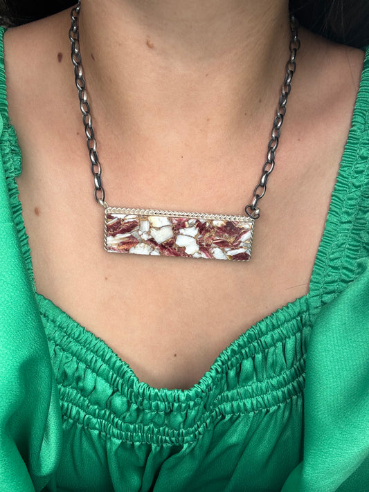 Spiny Bronze Mojave #917-49A XL Bar Necklace by Brandon Etcitty, Navajo