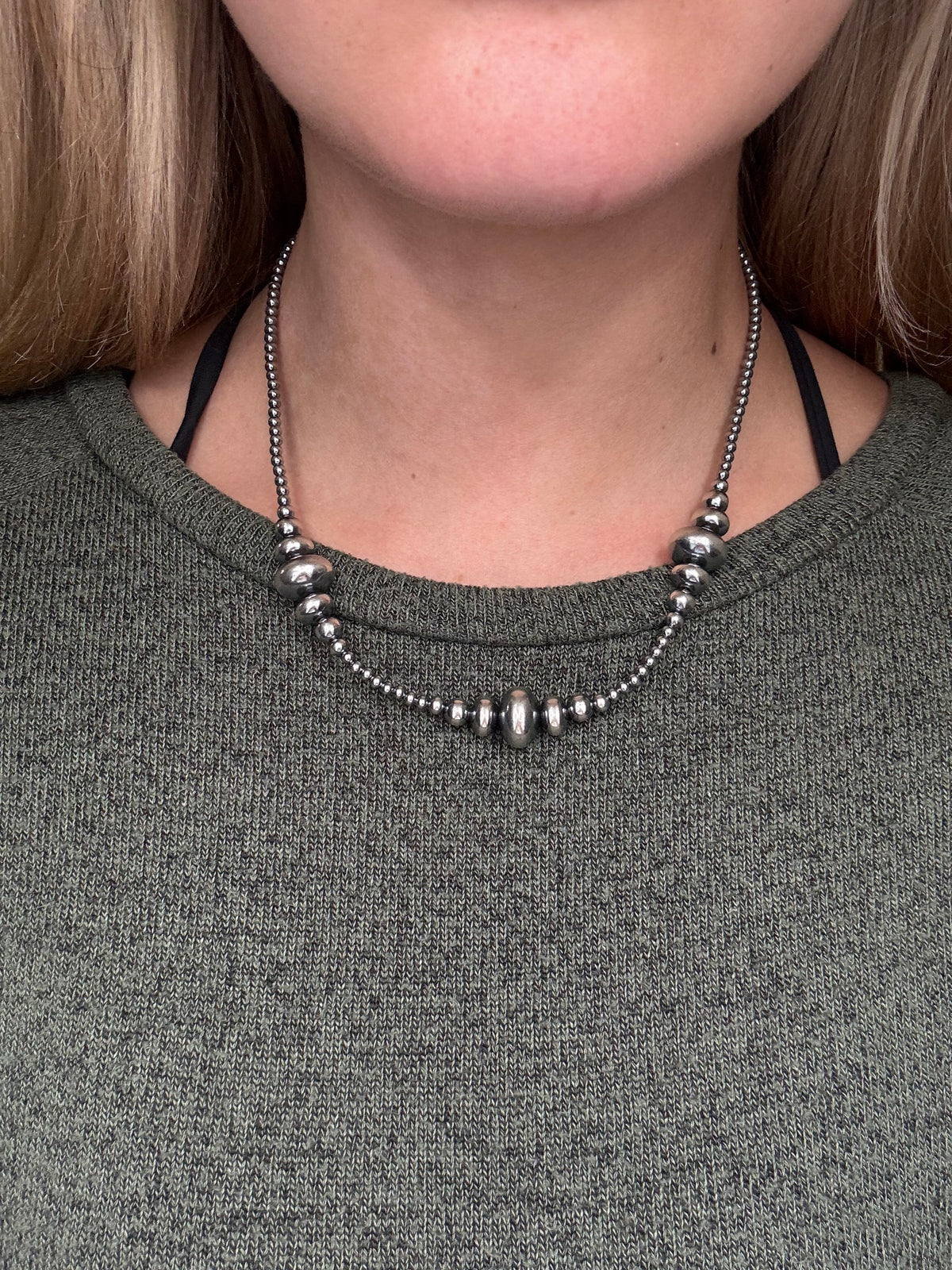 18” 3-14mm #911-25 Rondelle Sterling Pearls Necklace