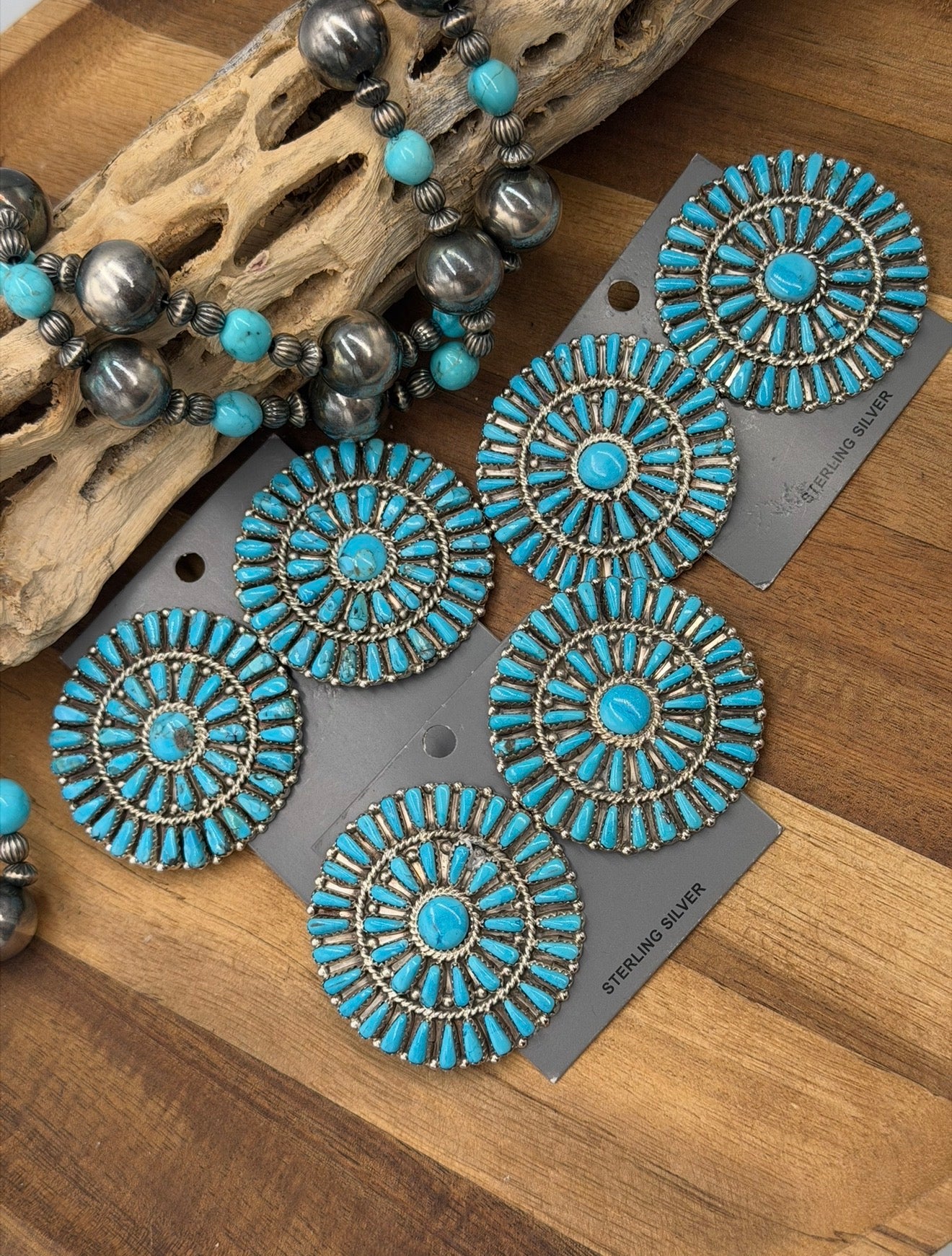 Turquoise Cluster Earrings #811-11 by Davina Benally, Navajo