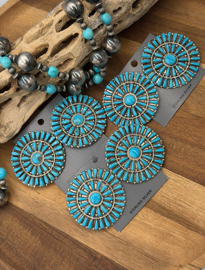 Turquoise Cluster Earrings #811-11 by Davina Benally, Navajo