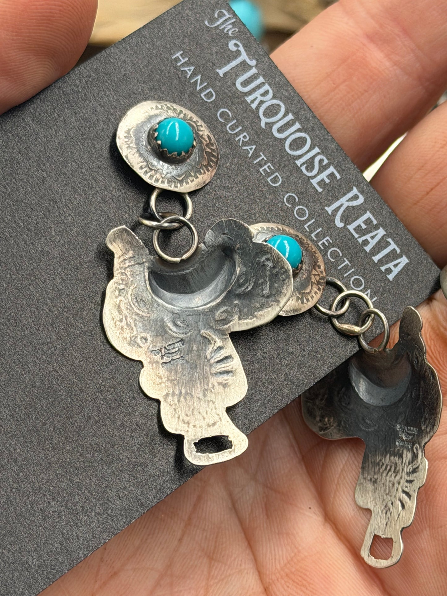 Saddle Earrings #811-12 by Gabriela Yazzie, Navajo