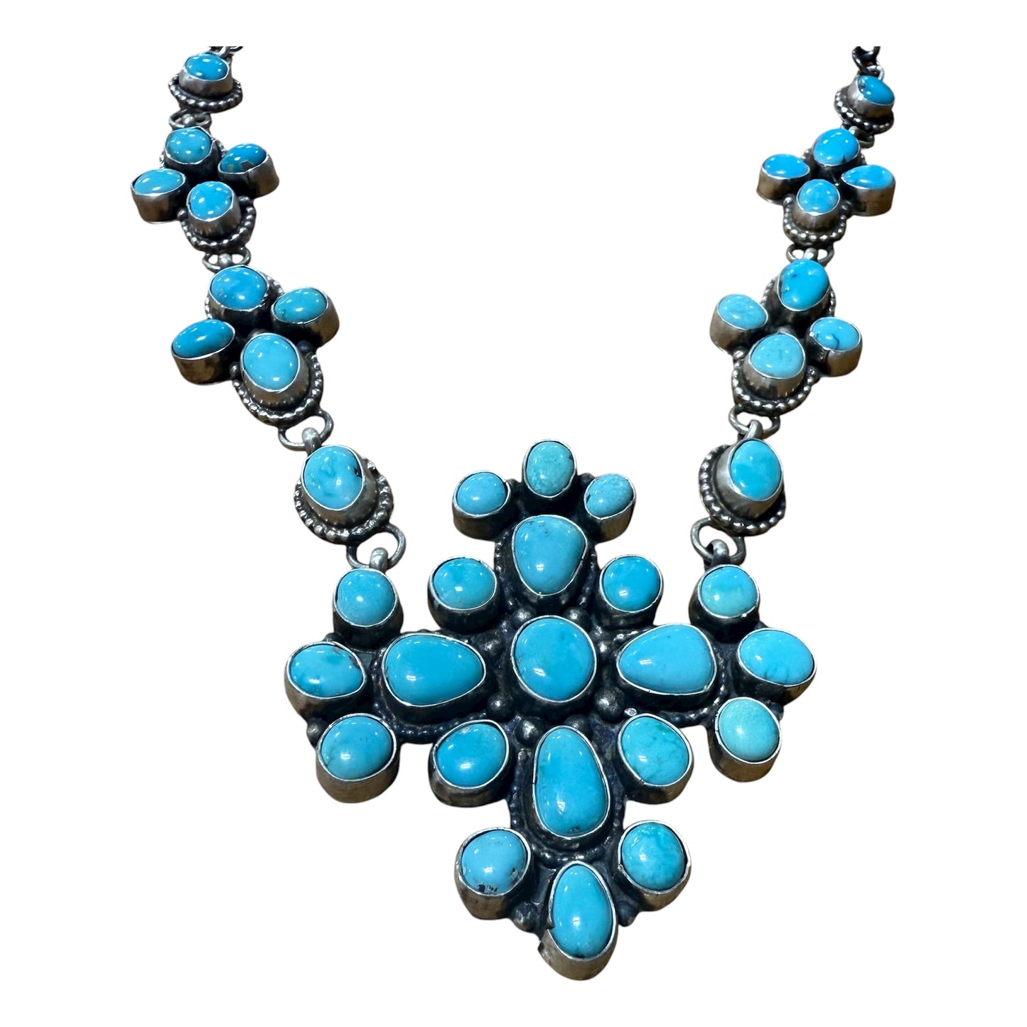 Turquoise Cross Necklace By Ella Peters, Navajo