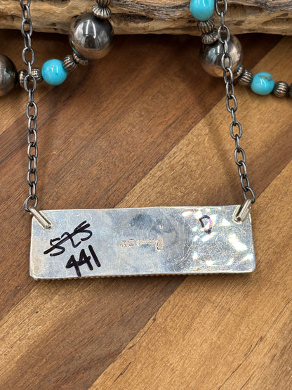 White Buffalo Mojave #917-50D XL Bar Necklace by Brandon Etcitty, Navajo