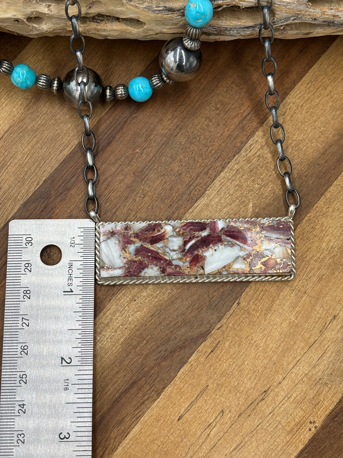 Spiny Bronze Mojave #917-49C XL Bar Necklace by Brandon Etcitty, Navajo