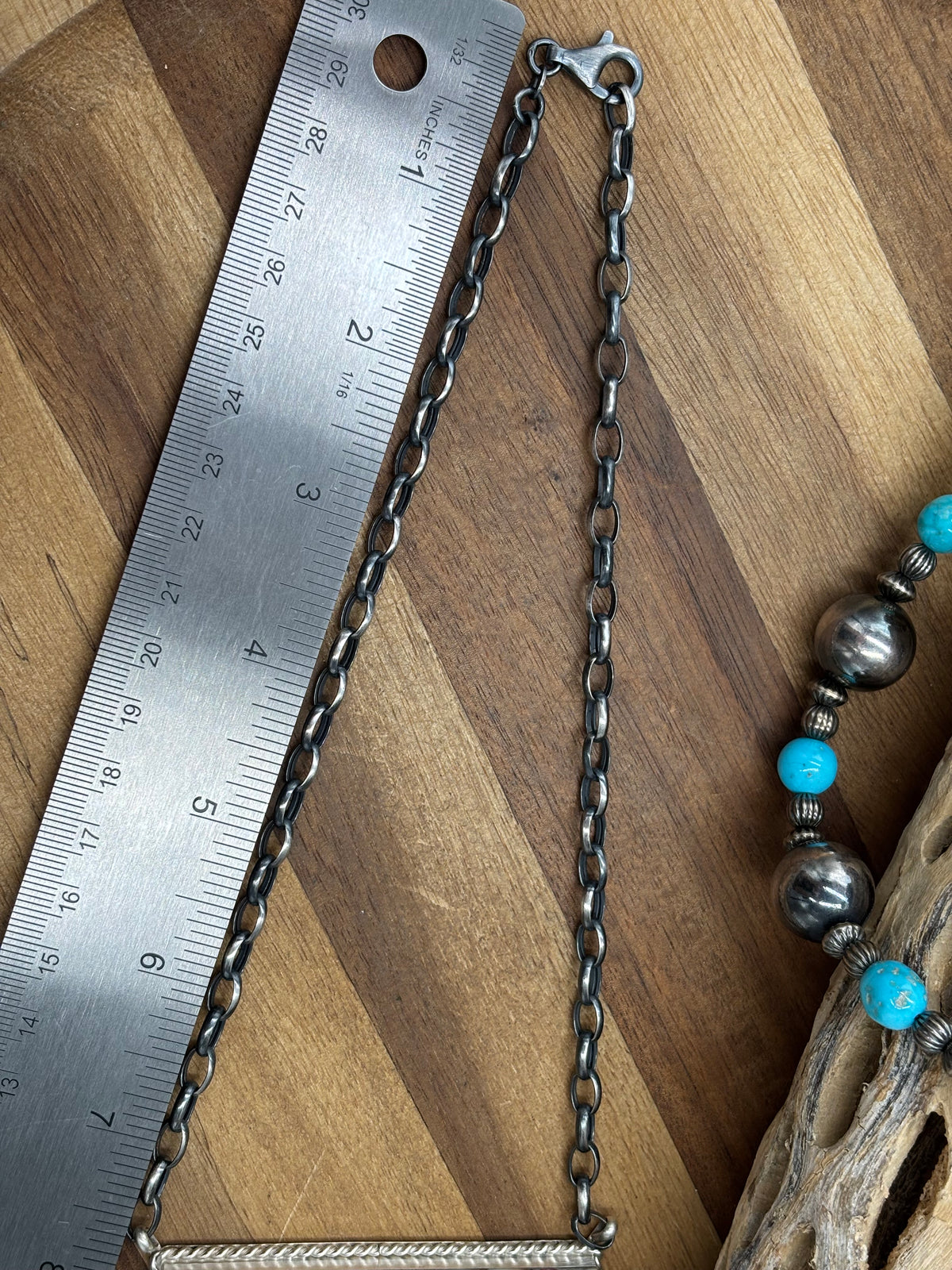 Spiny Bronze Mojave #917-49E XL Bar Necklace by Brandon Etcitty, Navajo