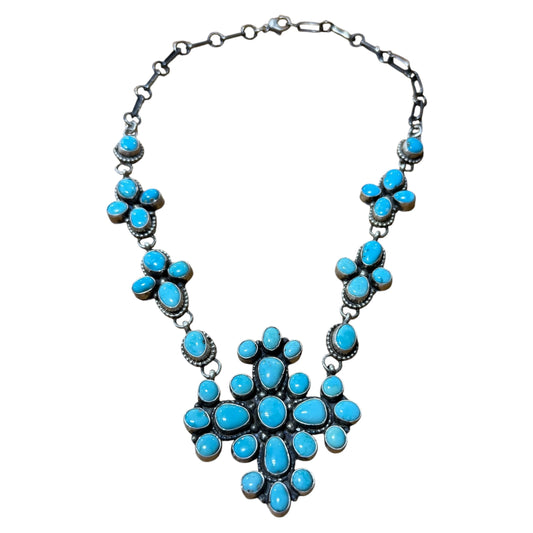 Turquoise Cross Necklace By Ella Peters, Navajo