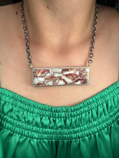 Spiny Bronze Mojave #917-49F XL Bar Necklace by Brandon Etcitty, Navajo