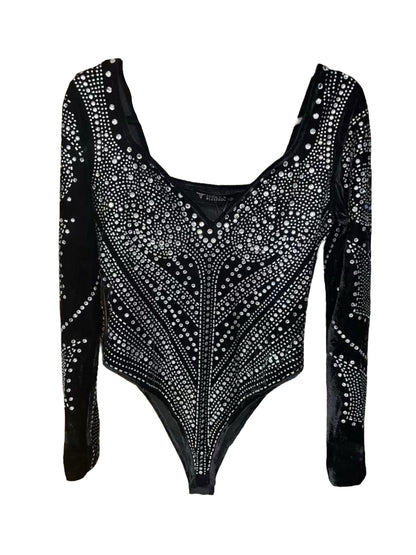Midnight Mirage Velvet Rhinestone Bodysuit