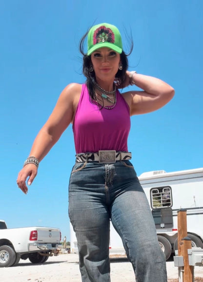 Zebra Hair on Hide Belt