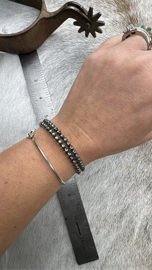 4mm Memory Wire Sterling Silver Pearl Wrap Around Bracelet
