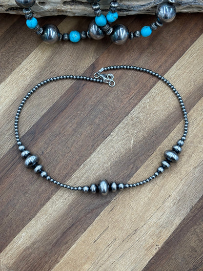 16” 3-14mm #911-24 Rondelle Sterling Pearls Necklace