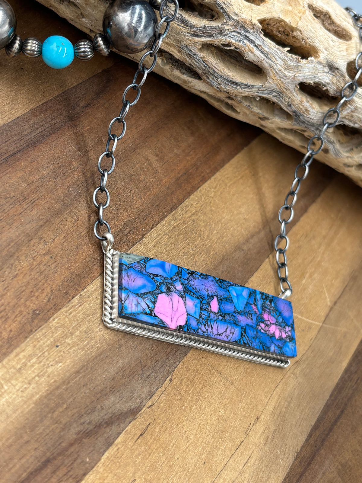 Monarch Mojave #917-44C XL Bar Necklace by Brandon Etcitty, Navajo