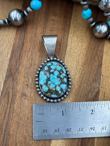 Turquoise Pendant Dotted Border