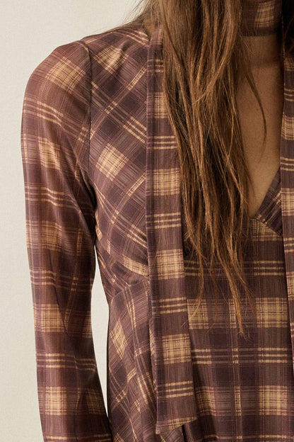 The Lola Plaid Dress : Brown
