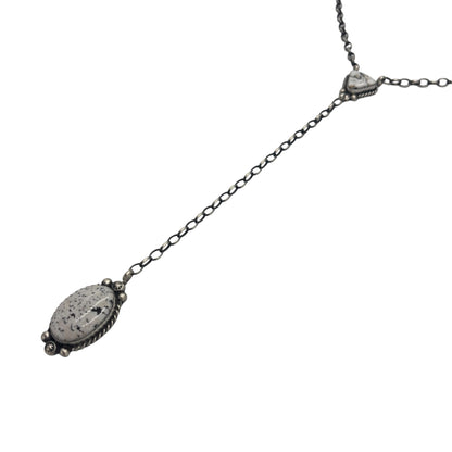 20" White Buffalo Lariat Necklace By Navajo Artist Augustine Largo