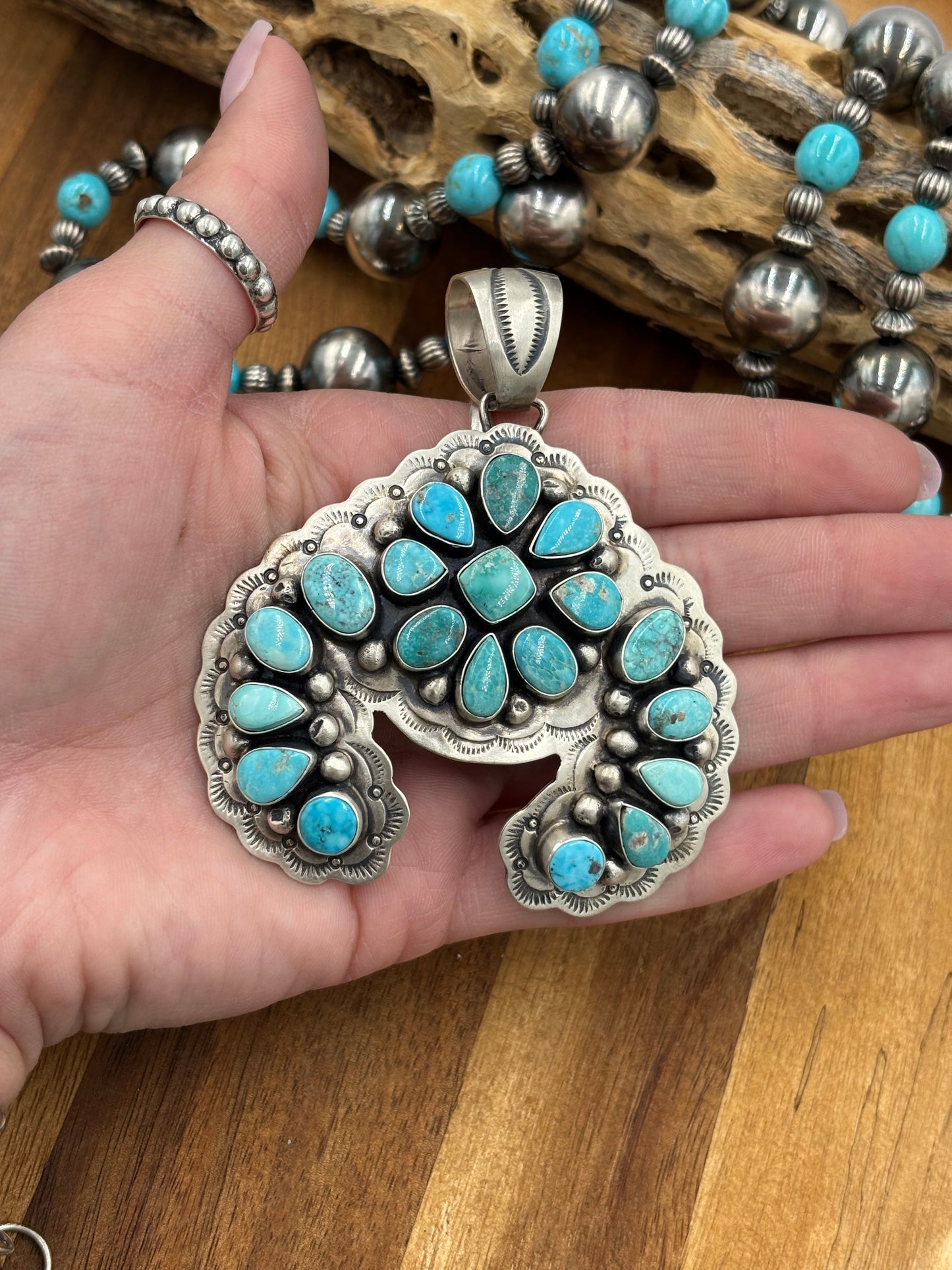 Turquoise Cluster Naja Pendant by Cordell Platero, Navajo