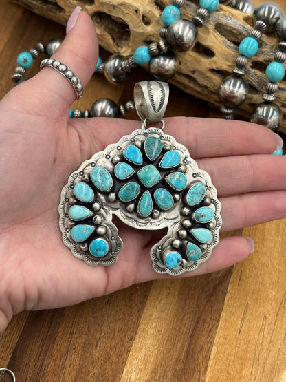 Turquoise Cluster Naja Pendant by Cordell Platero, Navajo