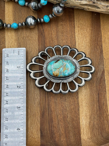 Turquoise Belt Buckle by FL Begay, Navajo