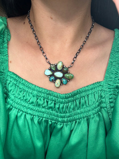 Sonoran Gold #917-53 Cluster Necklace by Wilson Dawes, Navajo