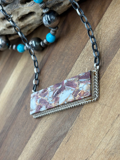 Spiny Bronze Mojave #917-49C XL Bar Necklace by Brandon Etcitty, Navajo