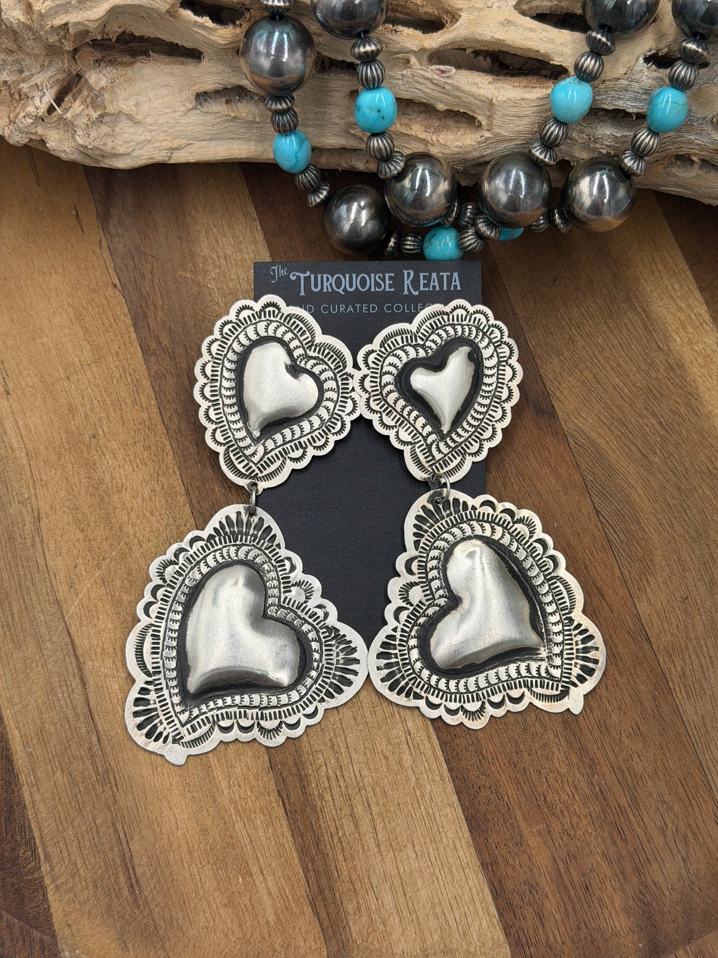 Heart Earrings #811-13 by Leander Tahe, Navajo