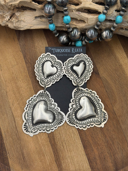 Heart Earrings #811-13 by Leander Tahe, Navajo
