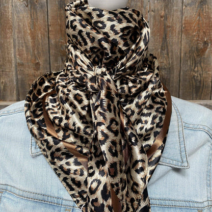 35X35"  Tan Leopard Wild Rag/Scarf WR168