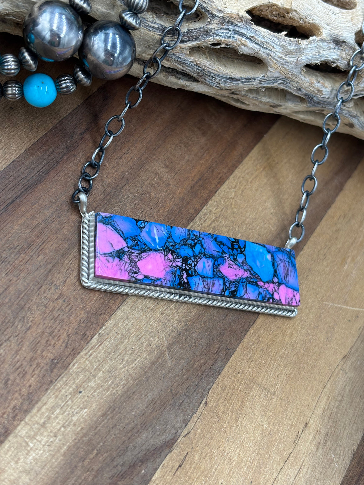 Monarch Mojave #917-44A XL Bar Necklace by Brandon Etcitty, Navajo