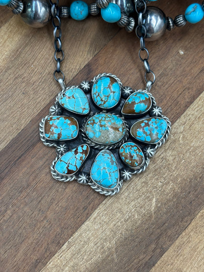 Mine #8 Turquoise #911-14 Cluster Necklace by Augustine Largo, Navajo
