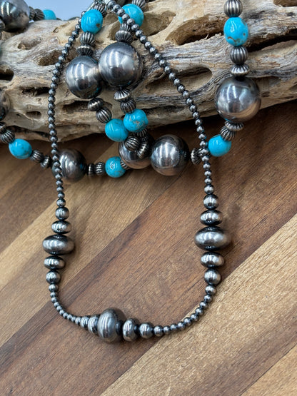 14” 3-14mm #911-23 Rondelle Sterling Pearls Necklace
