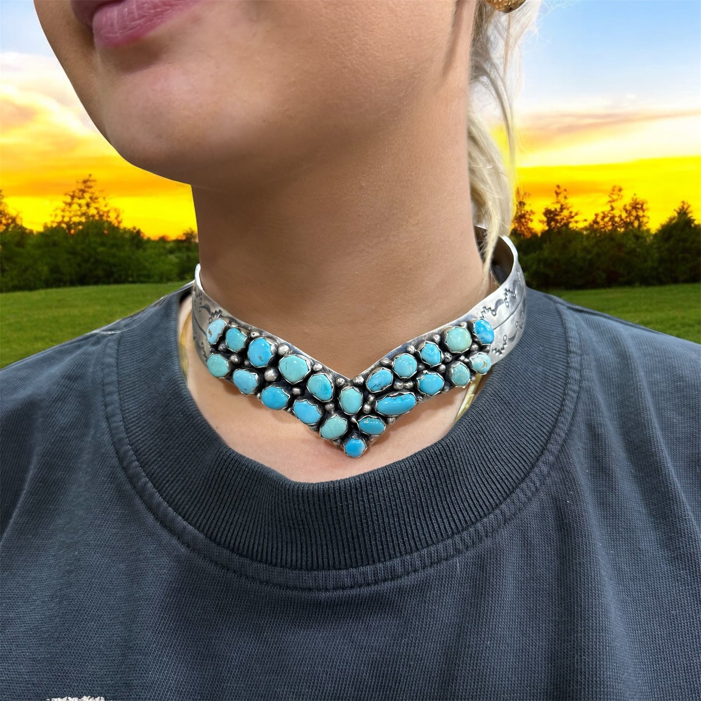 Turquoise Choker by Paul Livingston, Navajo