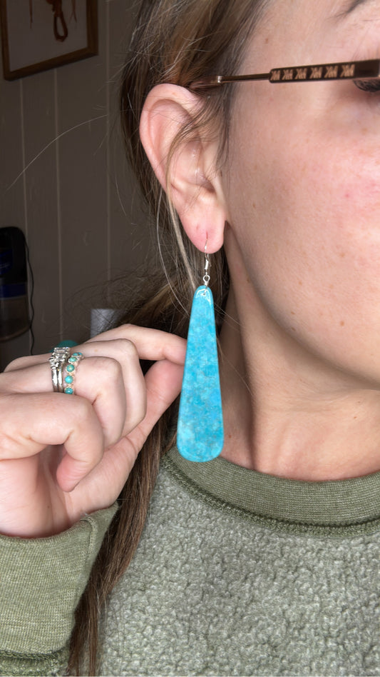 Large Turquoise Slab Earrings