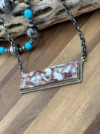Spiny Bronze Mojave #917-49B XL Bar Necklace by Brandon Etcitty, Navajo
