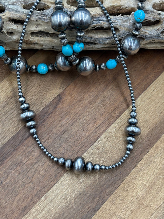 16” 3-14mm #911-24 Rondelle Sterling Pearls Necklace