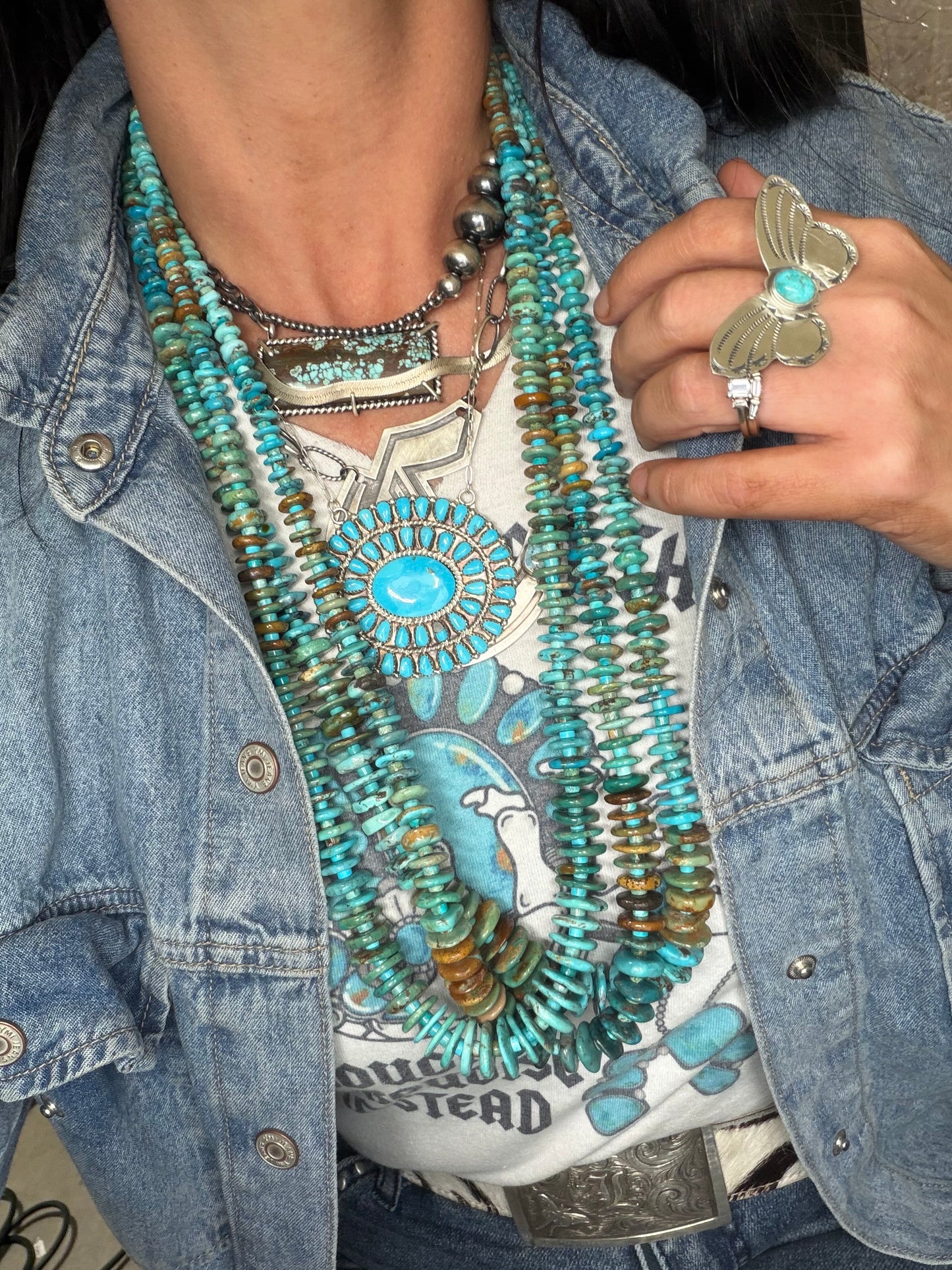 31” Best Seller Turquoise Graduated Rondelle Necklace