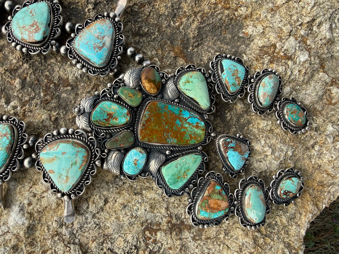 One of a Kind C Yazzie Giant Royston Squash Blossom