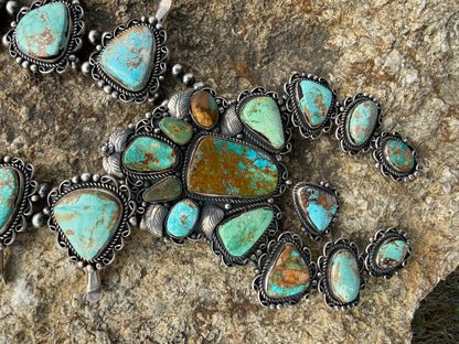 One of a Kind C Yazzie Giant Royston Squash Blossom