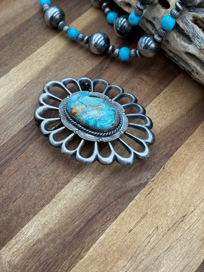 Turquoise Belt Buckle by FL Begay, Navajo