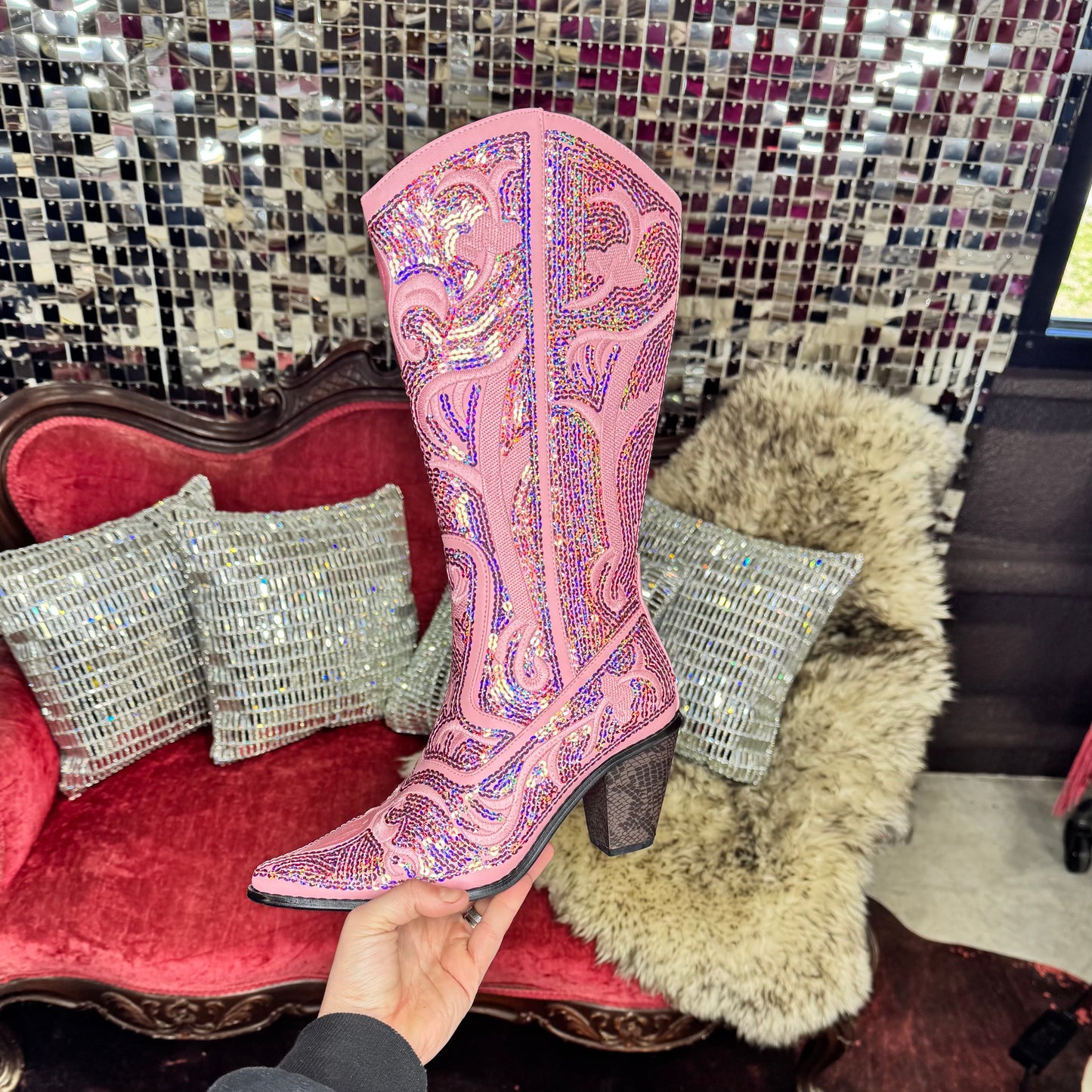 Bling Bling Baby Cowboy Boot- Baby Pink