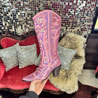 Bling Bling Baby Cowboy Boot- Baby Pink