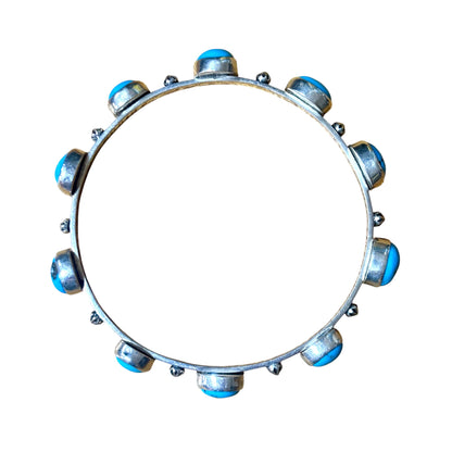 Sterling Silver & Turquoise Link Bangle