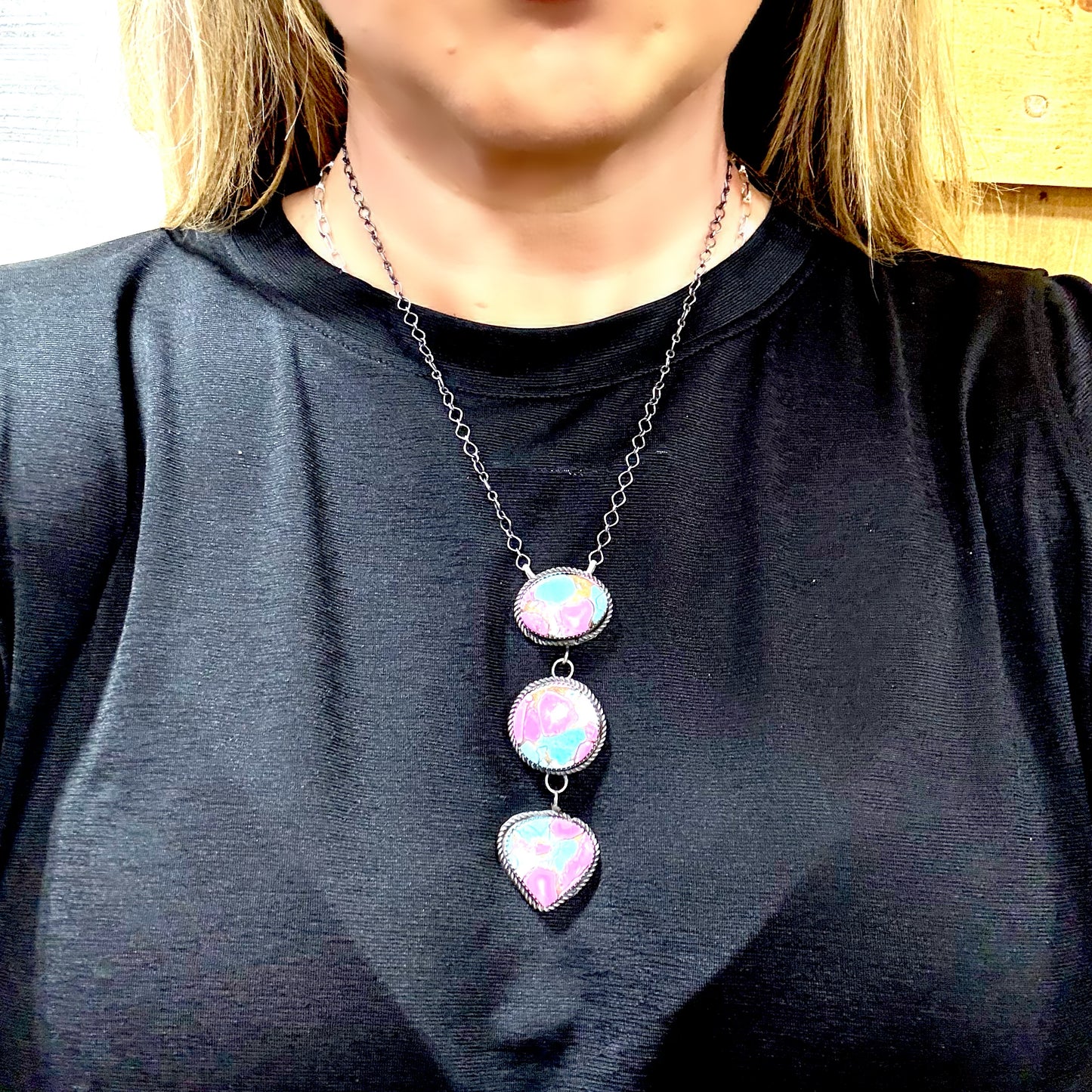 19" Cotton Candy drop pendant necklace
