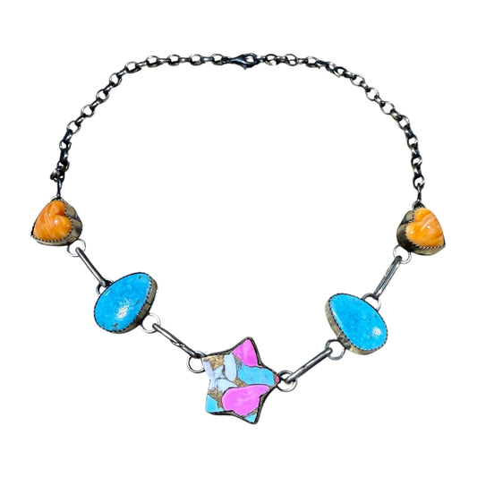 Cotton Candy Choker by Tia Long, Navajo